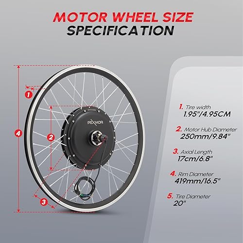 Miniatura 8 de PEXMOR Kit de conversión de bicicleta eléctrica, kit de conversión de bicicleta eléctrica de 36 V, 750 W, 24 pulgadas20 pulgadas, rueda delantera