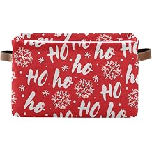 DOMIKING Rectangular Christmas Storage Bin Santa Claus Snowflake Christmas Basket with Handles - Nursery Storage, Laundry Hamper, Storage Baskets