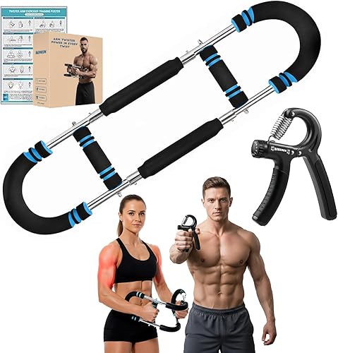 Juego de entrenamiento de brazo Twister, equipo de entrenamiento ajustable para el pecho con barra giratoria y empuñaduras de mano para hombres y