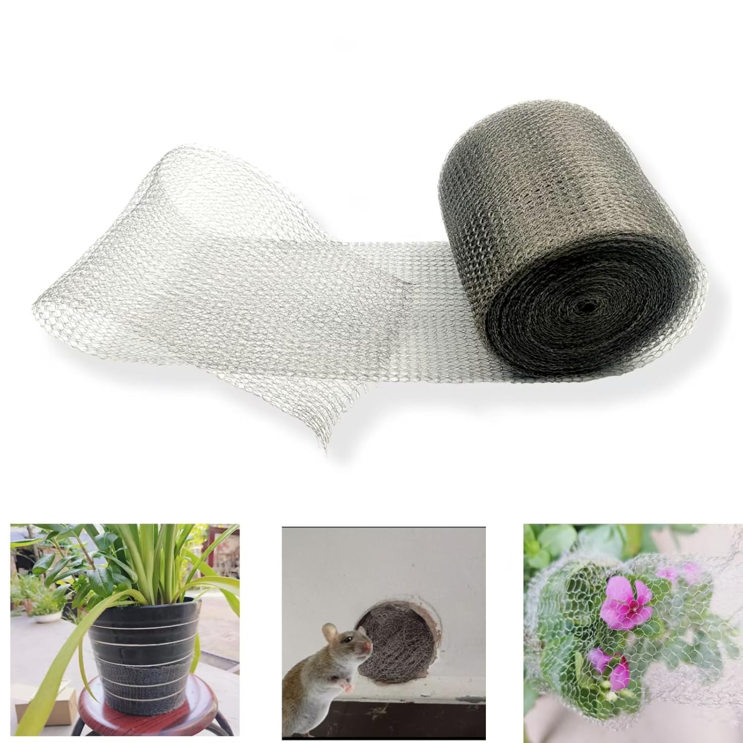 APSHIZE 304 Stainless Steel Wire Mesh 5x36 Ft - Flexible Hole Filler for Mice, Squirrels, Birds & Garden Pest Control