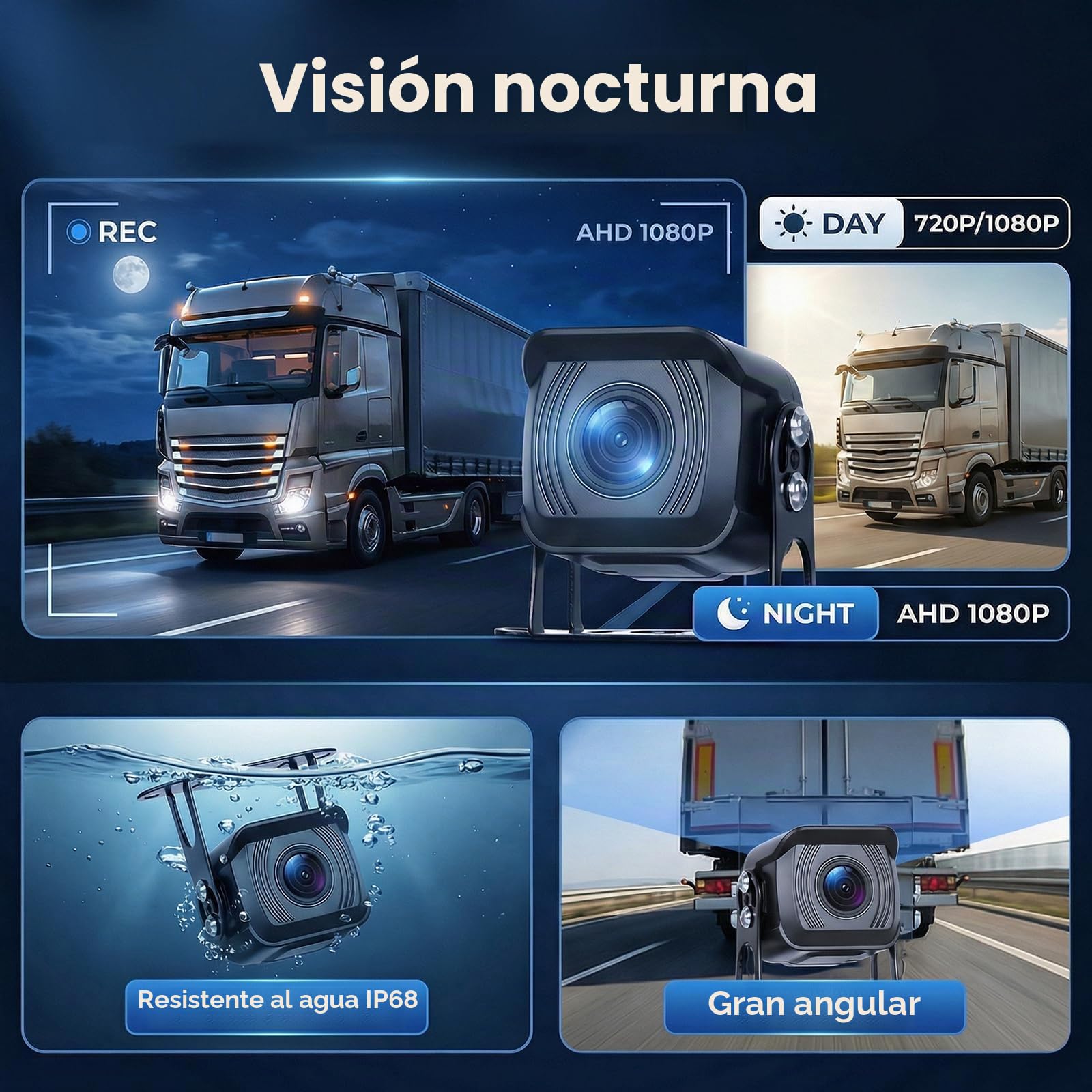 Hodozzy 4 Canales Cámara de Marcha Atrás Kit con 4K Grabación en Bucle, 10,1 Pulgadas IPS Divididas Monitor con 4 Cámaras, Impermeable Visión Nocturna Cámara Visión Trasera con BSD, Imagen Especular