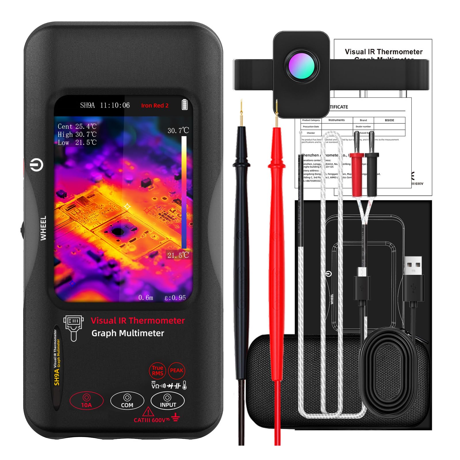 Carotoe Set 2 Industrial Thermometers Multimeter With 25Hz Frame Rate 428X320 Resolution For & Equipment Inspection Thermograph Multimeter