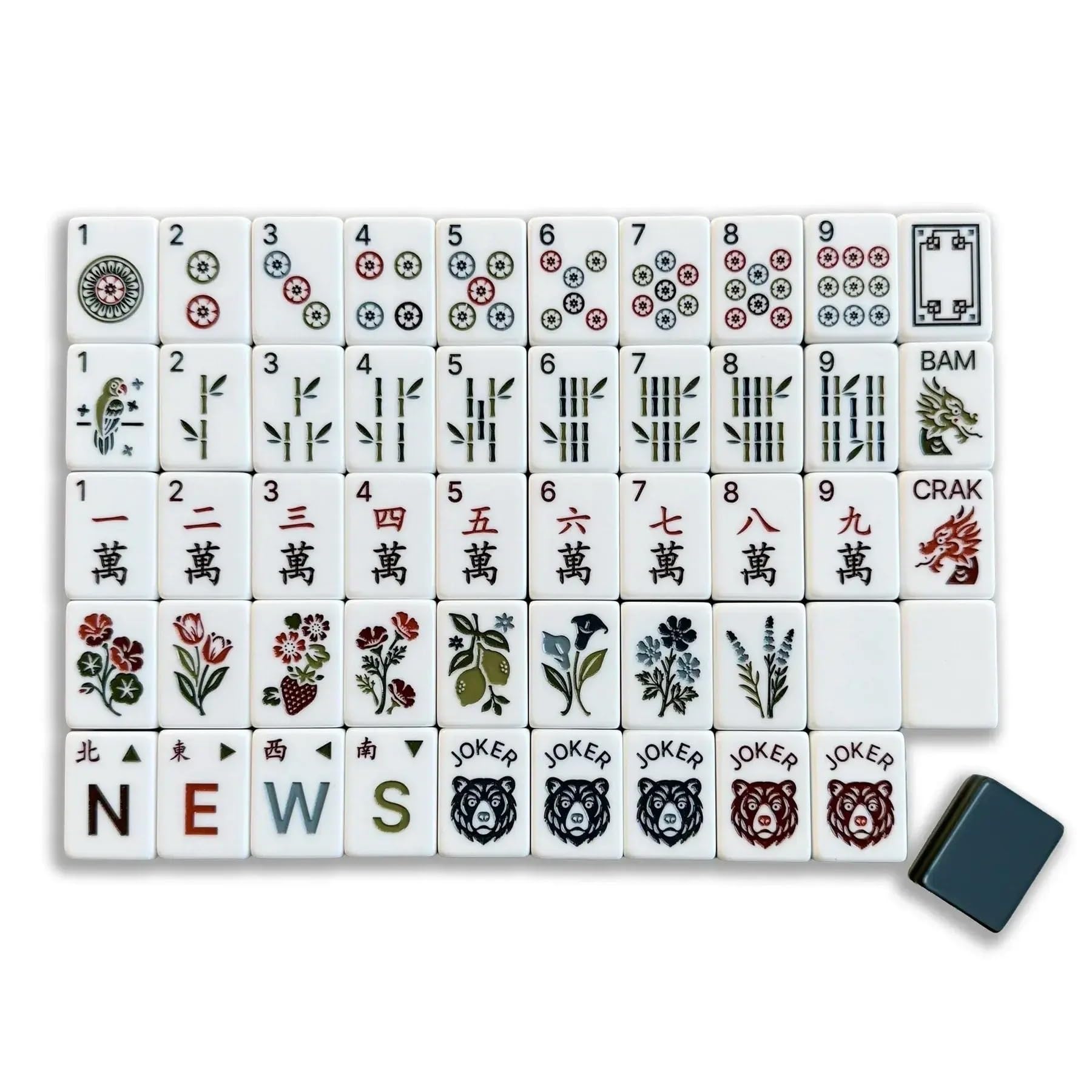 Jeu de tuiles de Mahjong américain, 160 tuiles gravées
