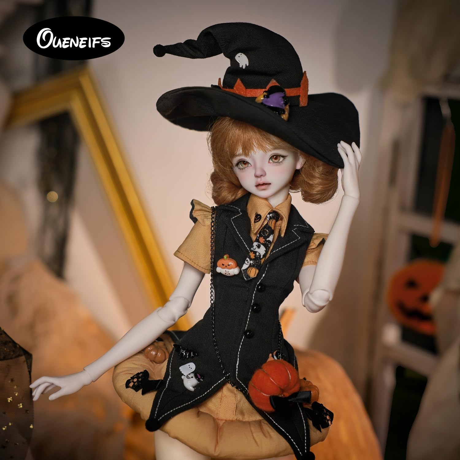 Oueneifs BJD lalka 1/4 Lynn pełny zestaw C Halloween dynia kostium sukienka styl żywica zabawka dla 15+ lat