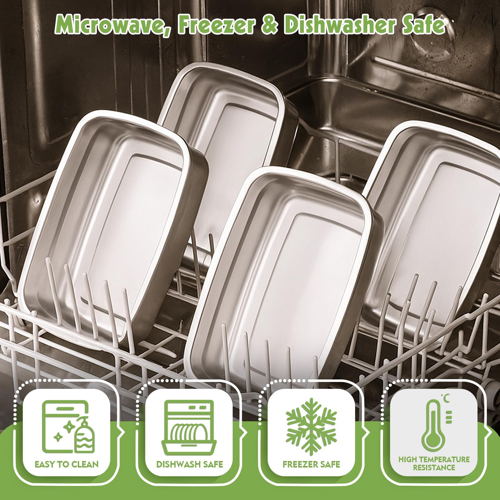 CLWVPCOT Lot de 10 boîtes de conservation alimentaire en acier inoxydable avec couvercles étanches, boîtes à déjeuner réutilisables en métal, empilables, sans BPA, passent au lave-vaisselle pour