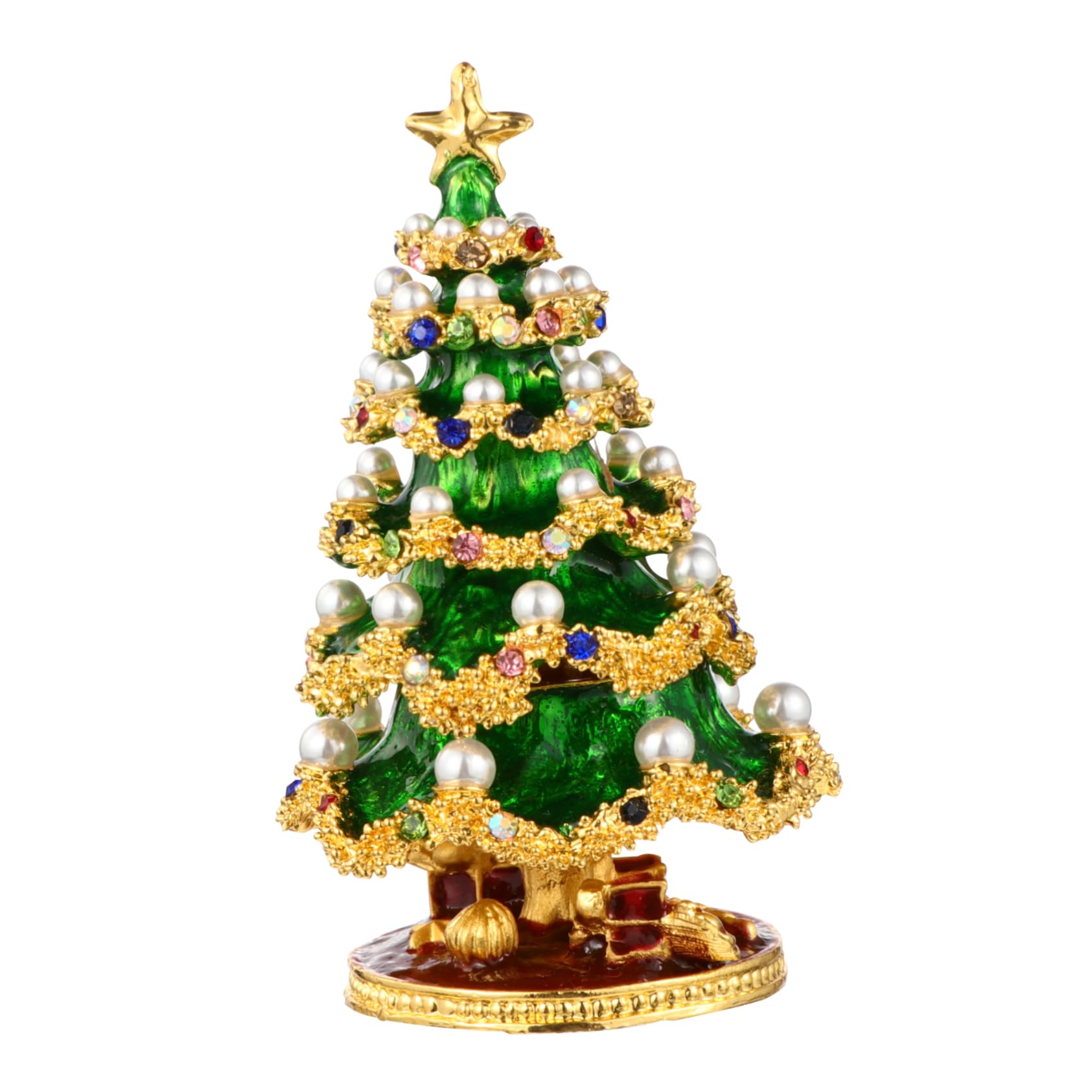 Boîte à bijoux en émail COLLBATH arbre de fête vert pour ranger colliers