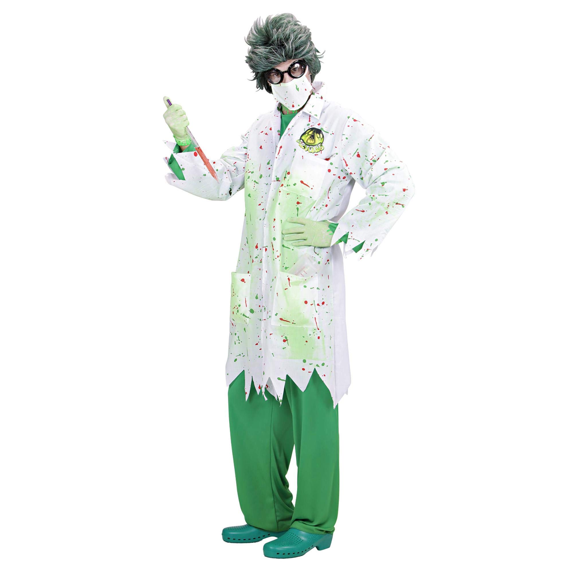 Widmann 98932 Adult Costume Dr. Toxic ? Jacket with Mask and Latex Gloves, Green/White - Image 4