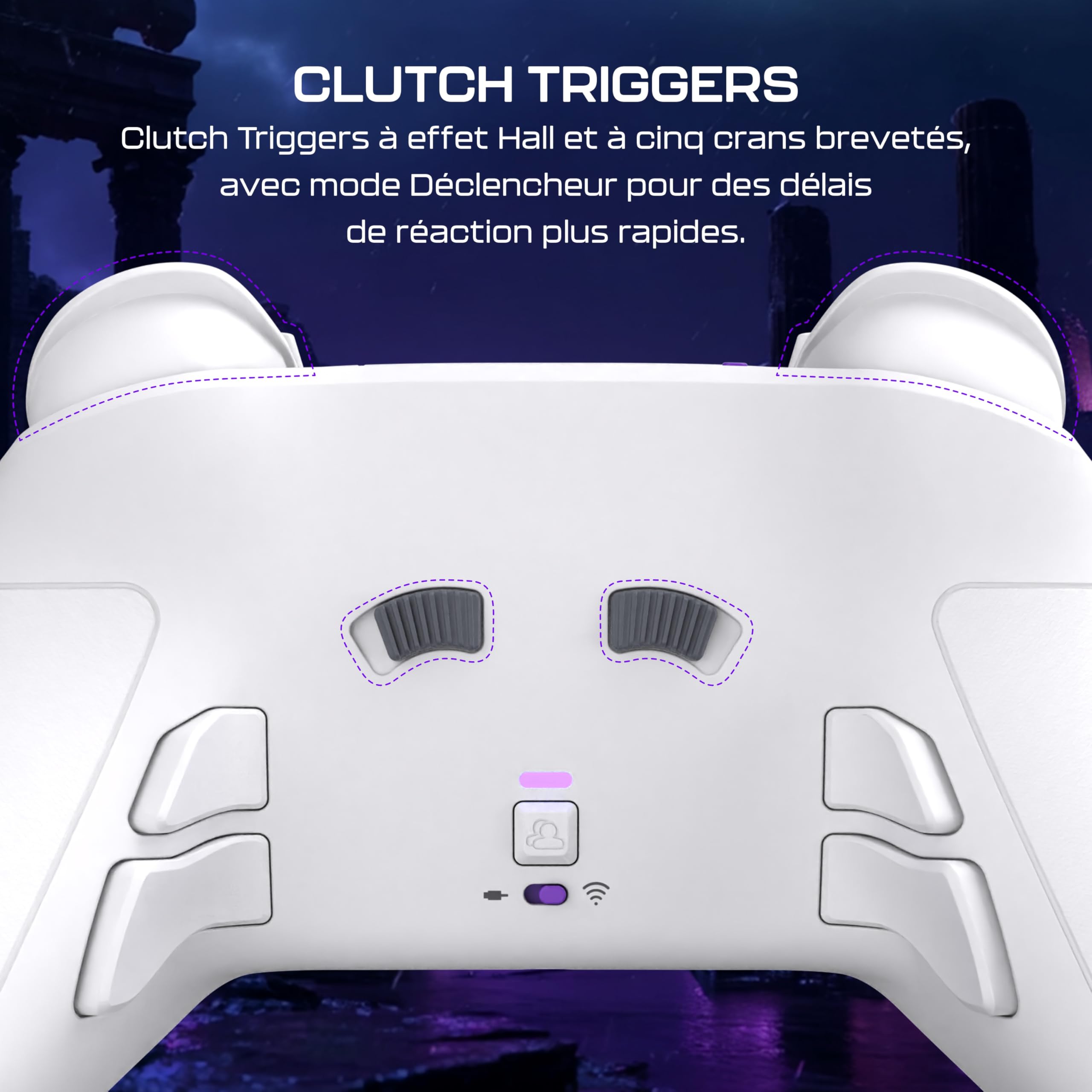 Turtle Beach Victrix Pro BFG Reloaded Blanc PlayStation Manette de gaming modulaire sans fil w/Bluetooth, module Fightpad et effet Hall pour PlayStation 5, PlayStation 4 et PC