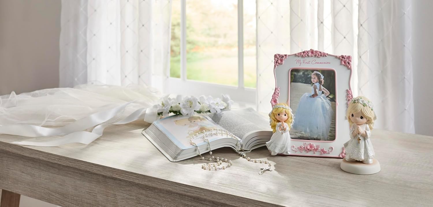 Precious Moments My First Communion Photo Frame for Girls | Resin/Glass Frame | First Communion Gifts for Girls | 4" x 6" Picture