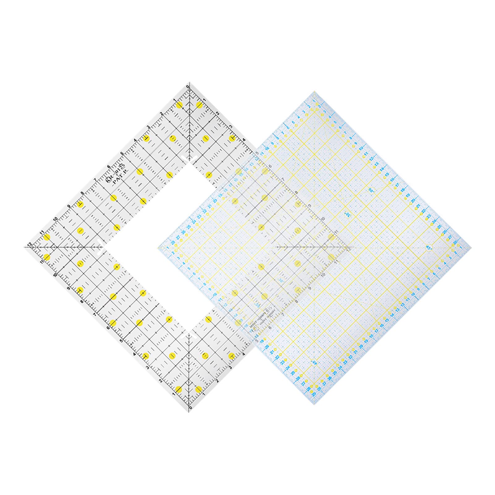 NSXAYIWE 2Pcs Quilting Ruler Square Acrylic DIY Cloth Patch Work for Measuring Sewing Embroidery Supplies
