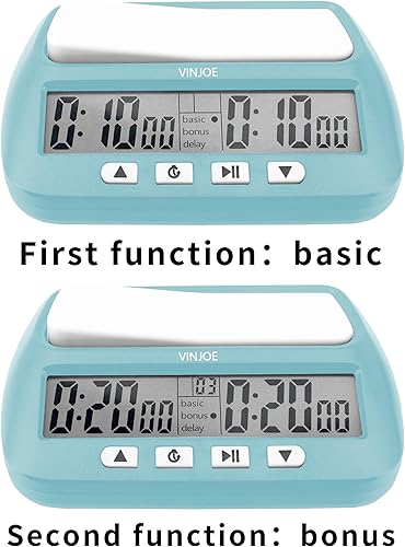 Miniatura 3 de VINJOE Reloj de ajedrez digital profesional para juegos de mesa, reloj digital portátil de ajedrez y temporizador de juegos con características