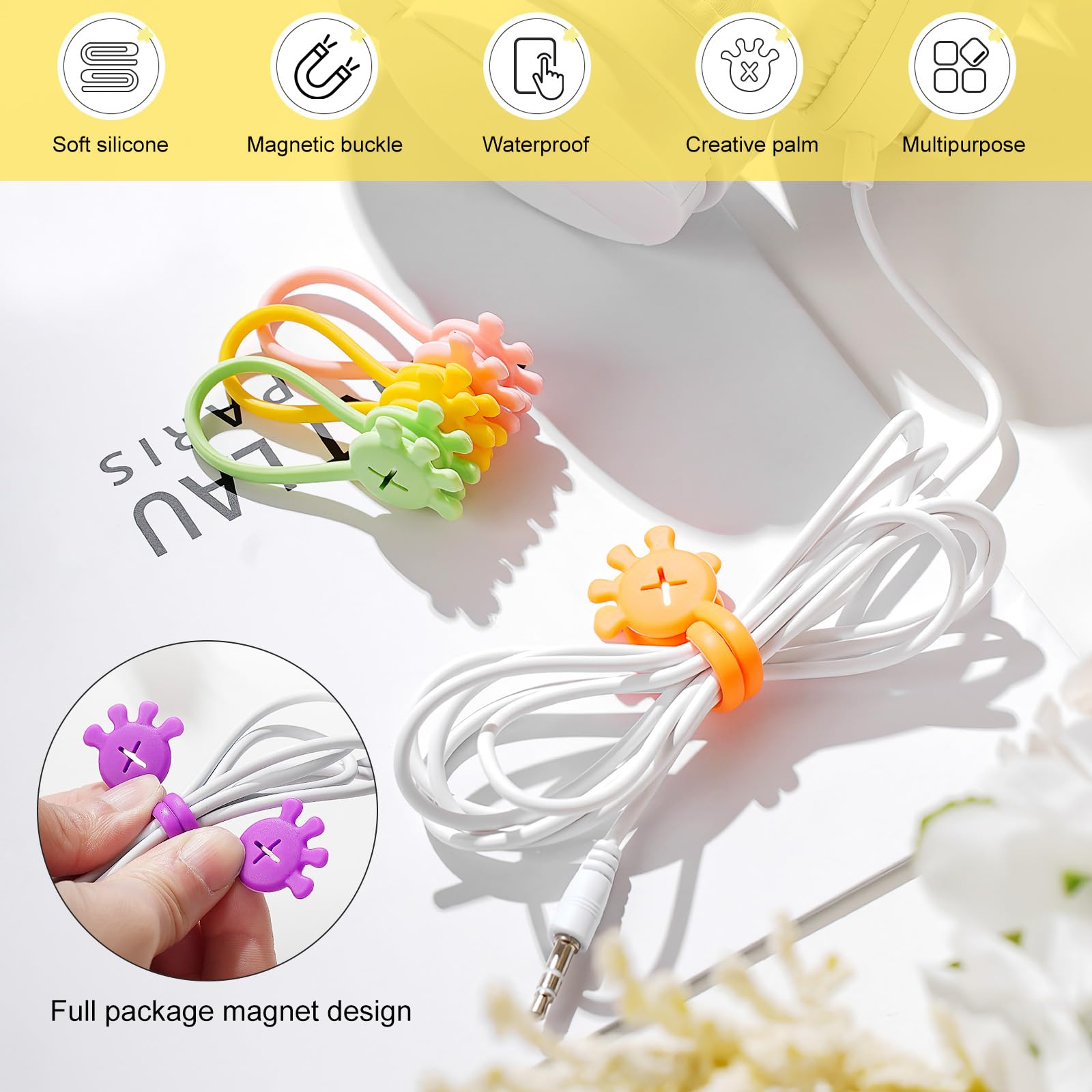 10 Pièces Attaches De Câble Magnétiques, Attaches De Câble En