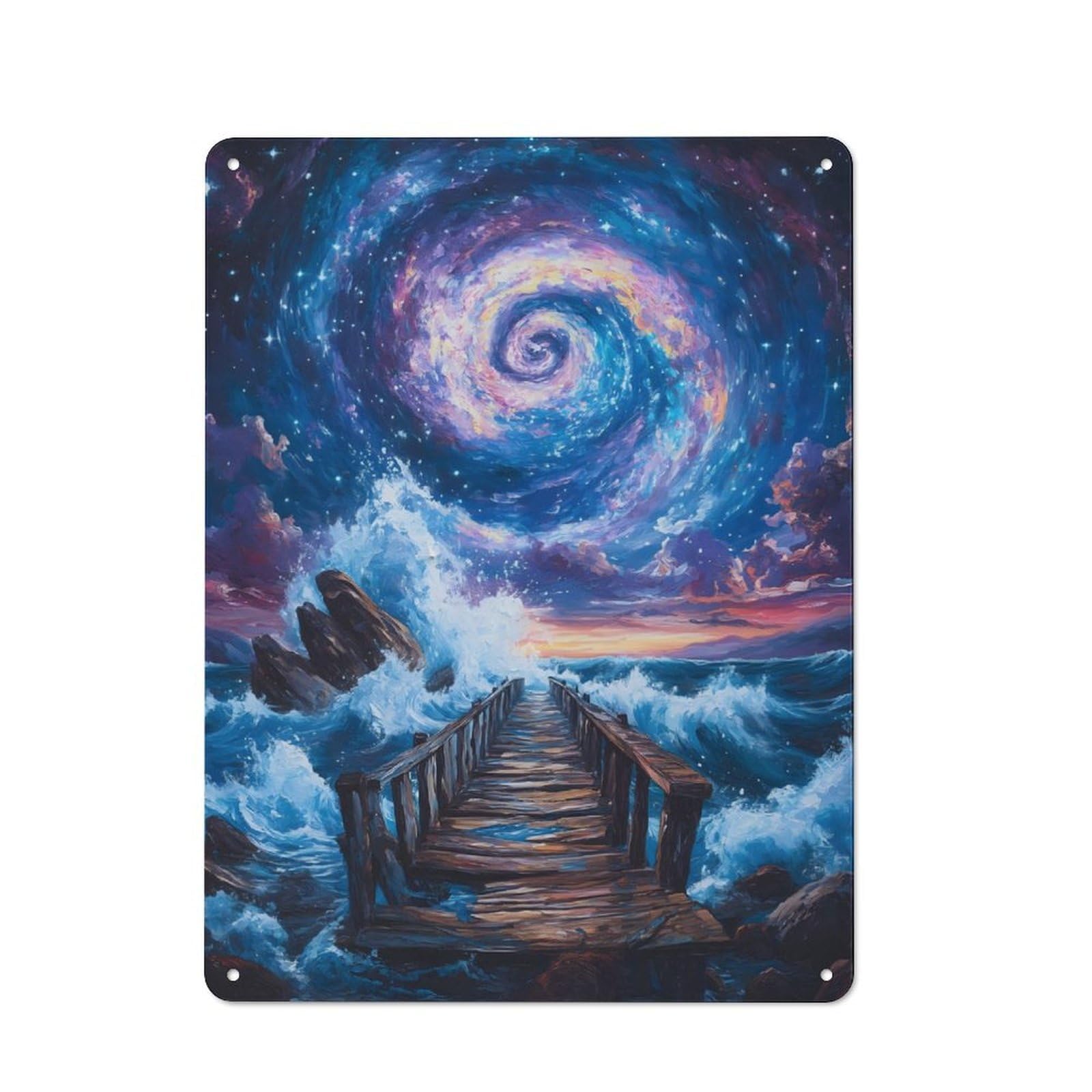 Junmoney Cosmic Pier Metal Plaque 40X30cm With For Garage Wall, Rustic Decor, For Winter Interiors And Metal Sign Collectors