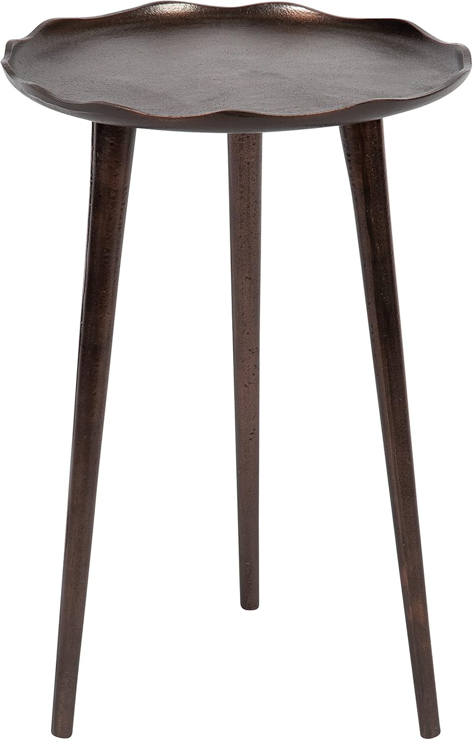 Kate and Laurel Alessia Modern Round Metal Side Table; 15 x 15 x 22; Bronze; Decorative Glam Cast Aluminum End Table with Deckled Edge for Bedroom Nightstand or Living Room Accent