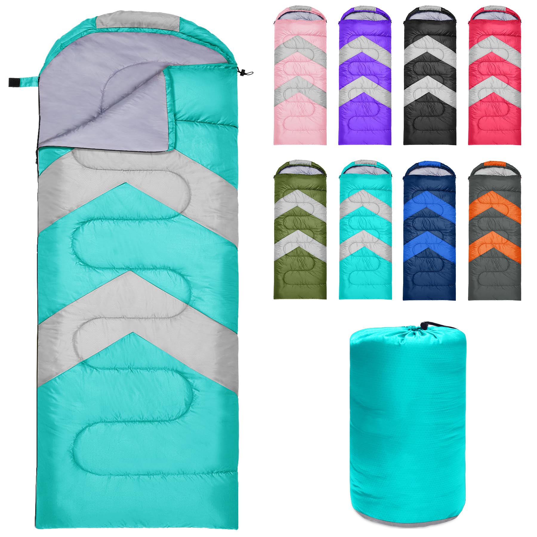 Zusentee Sacco a Pelo Estivo Invernale per Adulti e Bambini, Sacci a Pelo 4 Stagioni in Resistenti Impermeabile Ultraleggero e Compatto, Portatile Busta Rettangolare per Campeggio