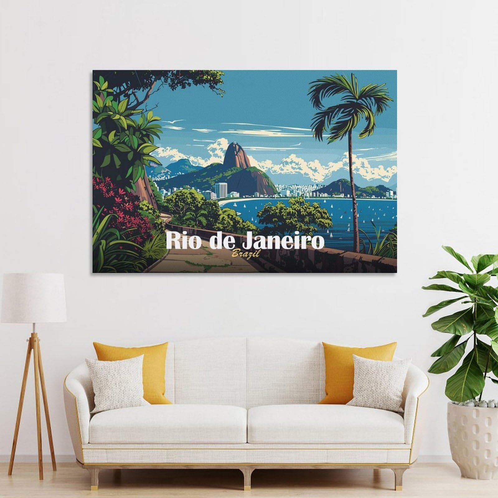 Junmoney Room Decor Wall Art Rio De Janeiro Landscape, 20x30inch(50x75cm), for Flats, Guest Rooms Or Compact Rooms, Wall Decor with Flexible Room Appeal