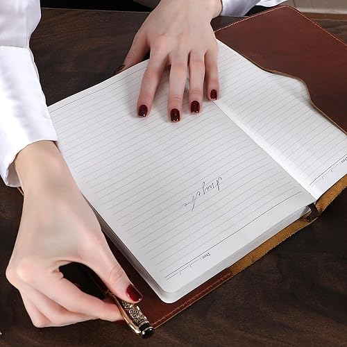 Miniatura 22 de Funda de cuero A5, funda de diario recargable para Moleskine grande, funda de cuero hecha a mano para cuaderno, cubierta de diario A5