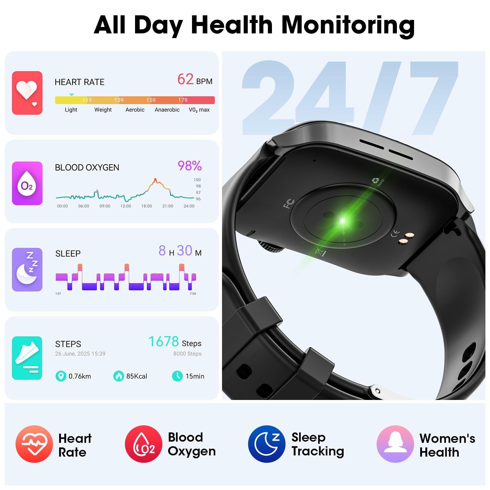 Curve Smart Watch for Men Women, 1.91" Smartwatches with 120+ Sport Modes, Fitness Tracker with Bluetooth Call, Heart Rate, Waterproof Activity Tracker Smartwatch for iOS Android Phones