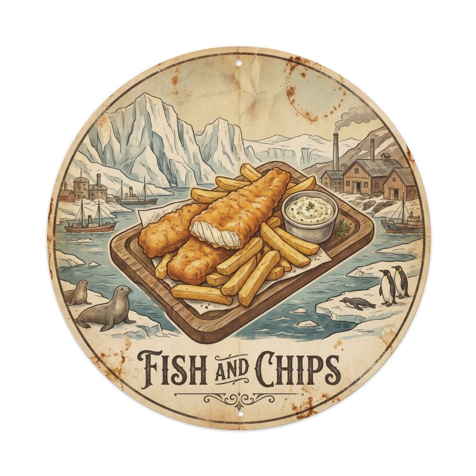 South Georgia Chippy Seafood Retro Coastal Culture Metal Tin Sign
