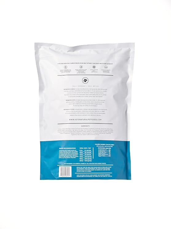 Ketona Chicken Recipe Adult Dry Dog Food, Natural, Low Carb (only 5%), High Protein (46%), Grain-Free, The Nutrition of a Raw Diet with The Cost and Convenience of a Kibble; 4.2lb