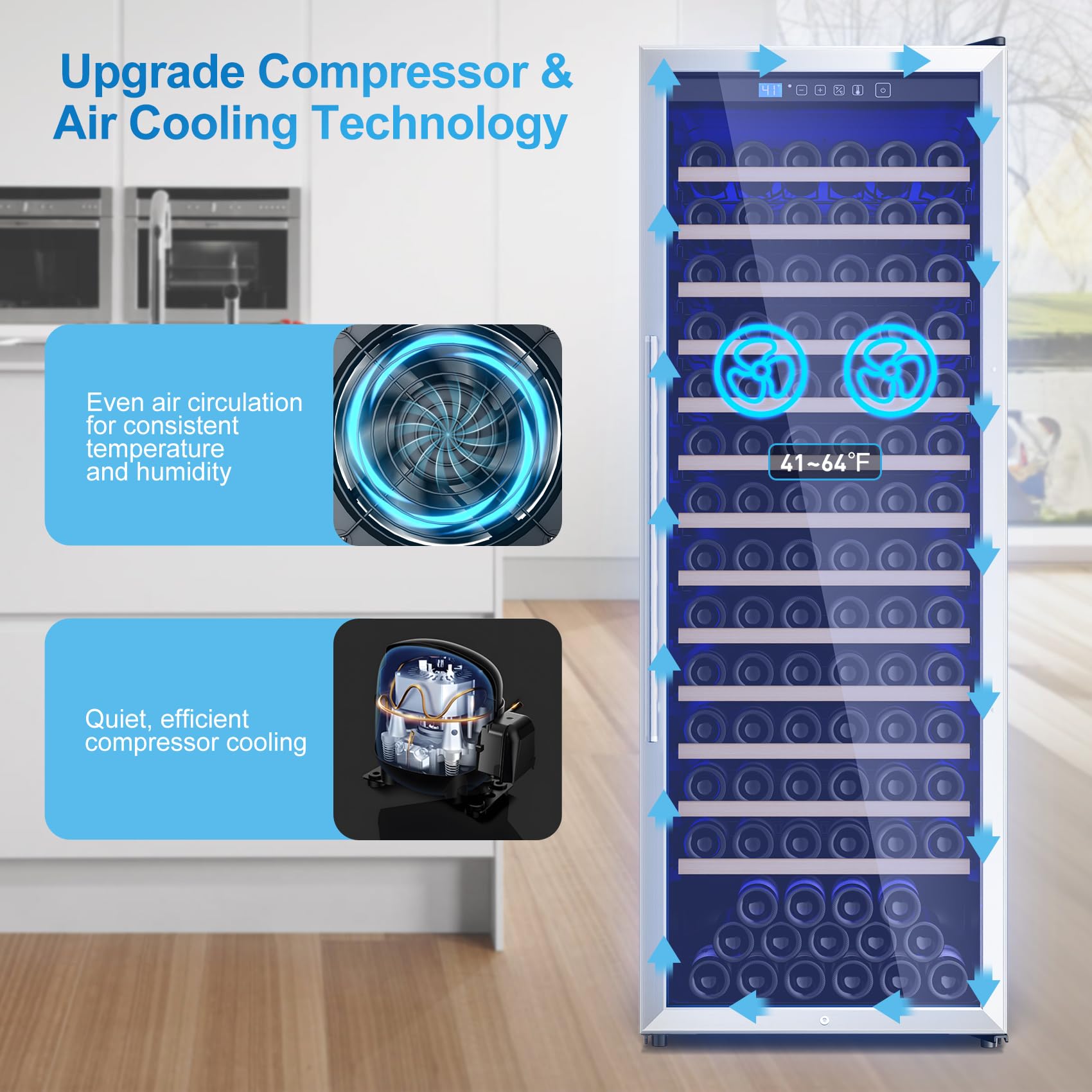 Vushine 158 Bottle Wine Fridge, 24 Inch Wine Cooler Refrigerator Freestanding With Professional Temperature Control System, Suitable For Mixed Bottle Sizes, Low Noise Operation (14.4cu.Ft) on Fridge.com - View 5