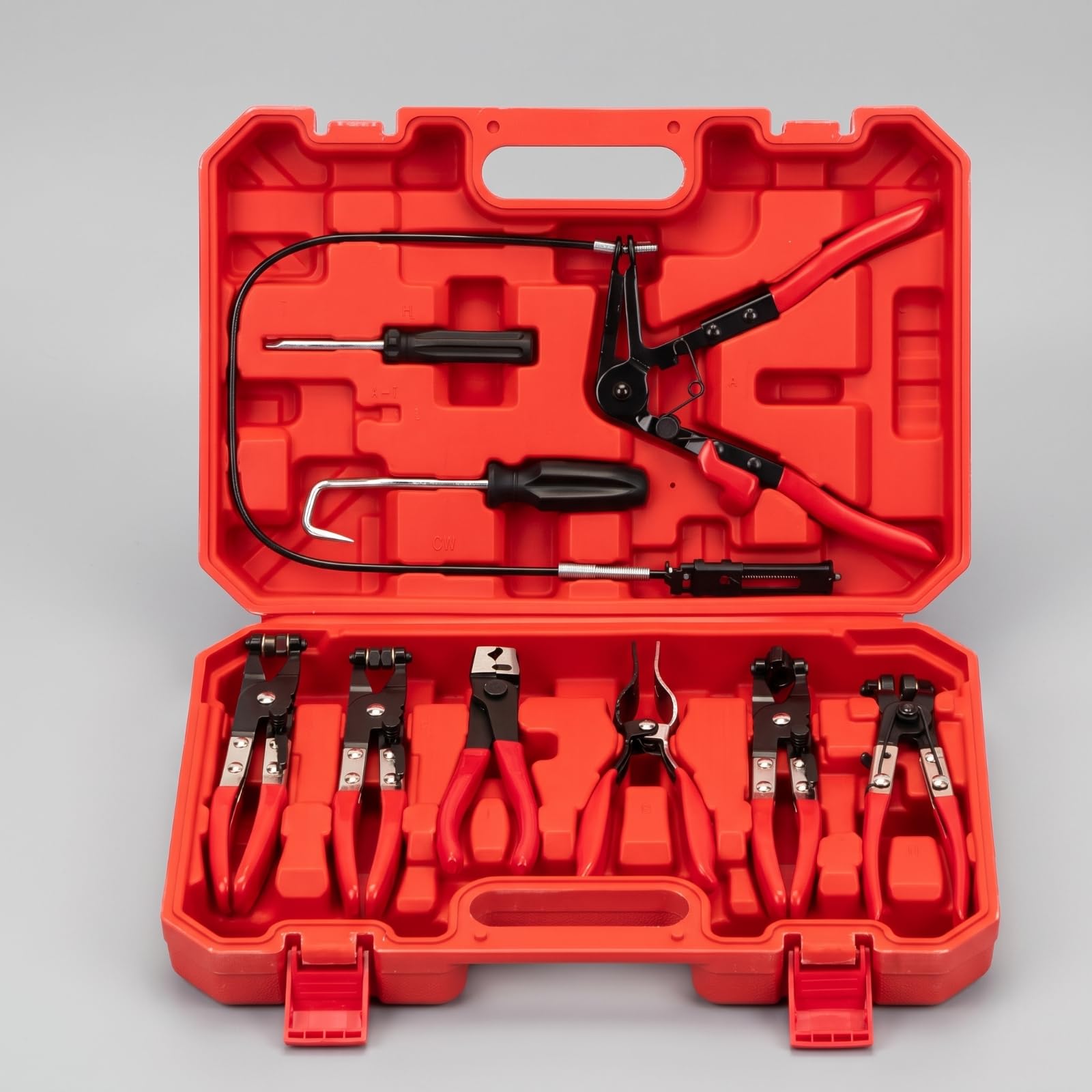predolo 9 Pezzi Set di Pinze per Fascette | Alta Resistenza, Pinze per Fascette Stringitubo con Valigetta, Utensili, Officina, Meccanici