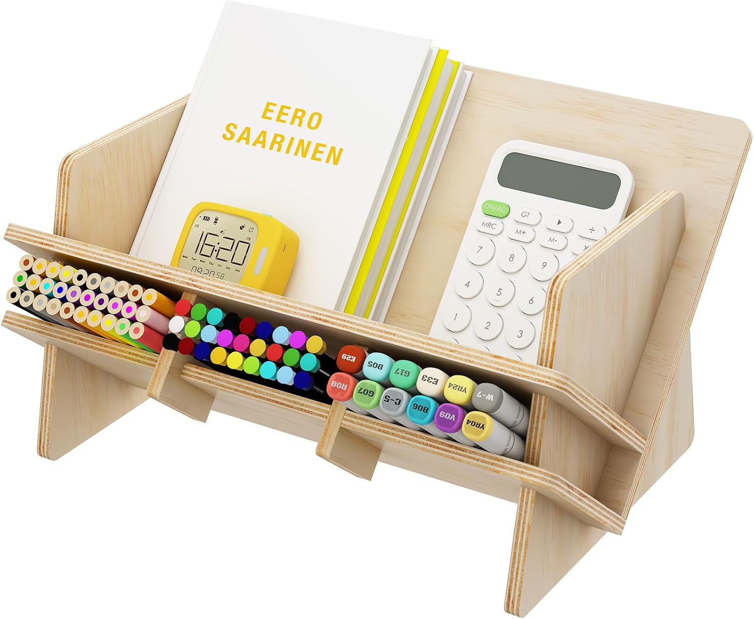 Jotboom Tabletop Bookshelf Tilted Book rack with 3 Pen