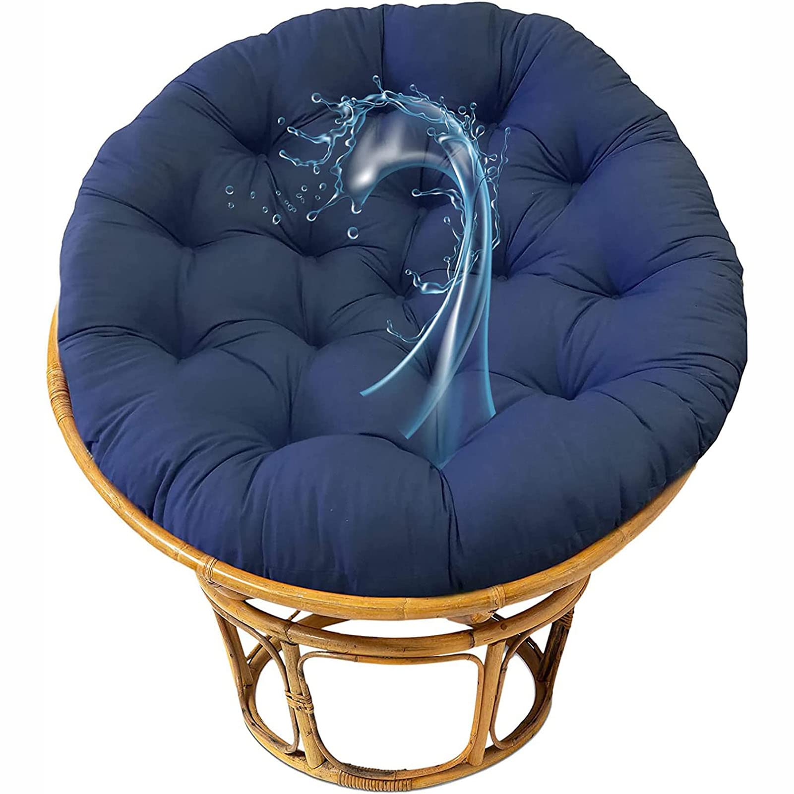 Coussin de chaise œuf suspendu matelassé bleu pour vos moments de détente sur la terrasse