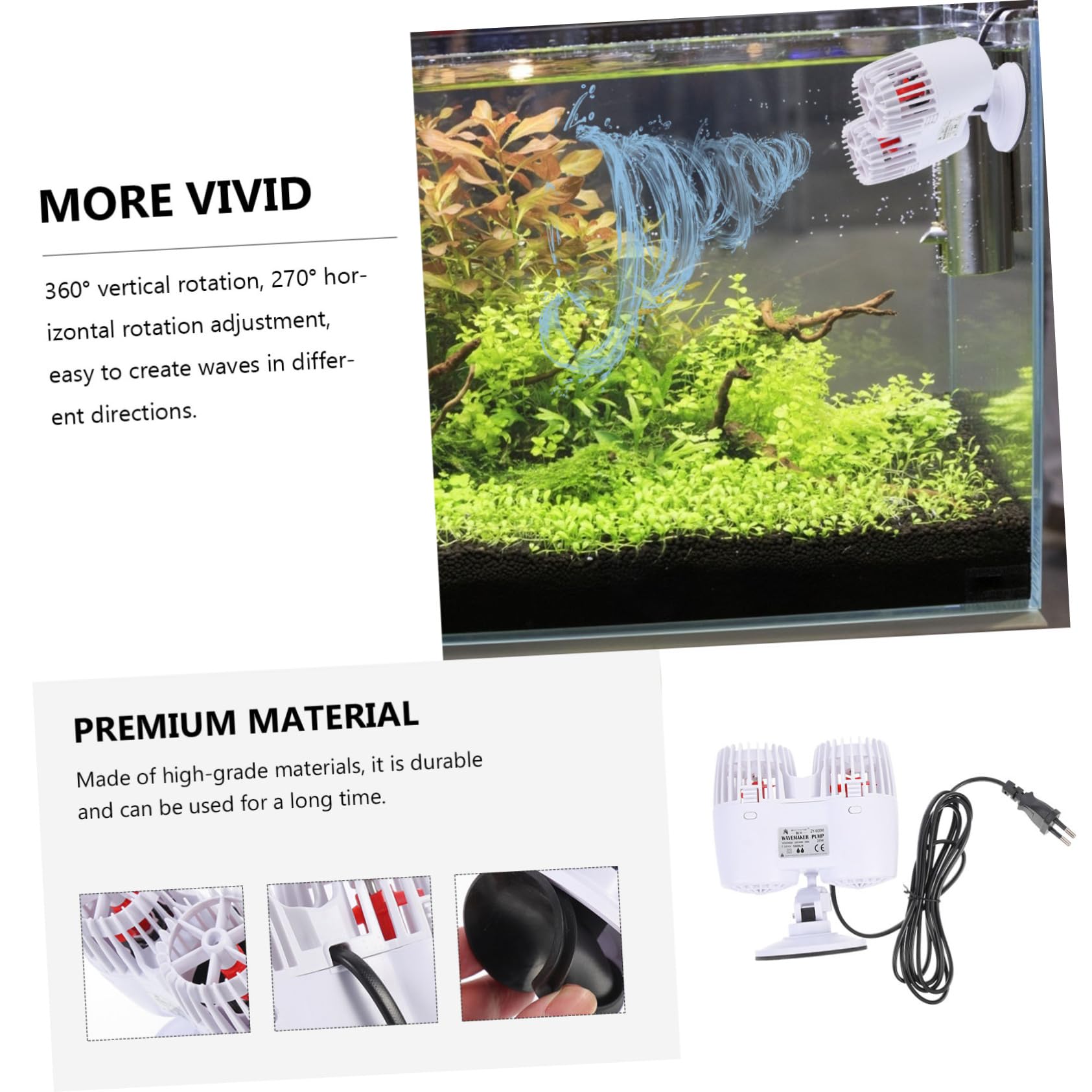 Kisangel Kleiner Wellenpumpe Aquarium Wellengenerator aus Kunststoff Leise für Kleine Aquarien mit Saugnapf und Schutzfilter für Fische Haustierbedarf