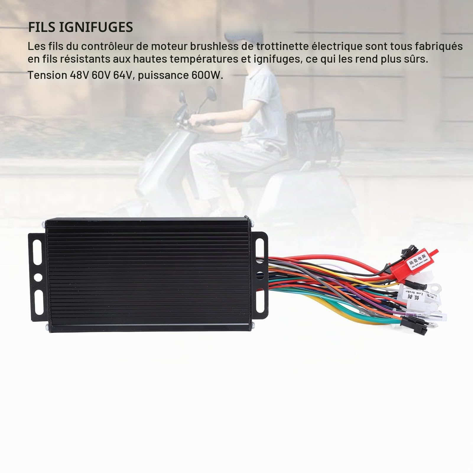 BuyWeek Contrôleur de Moteur sans Balais, 48V 60V 64V 600W Contrôleur de Moteur en Alliage d'Aluminium pour Vélo Électrique Scooter Électrique (HZ-AS12G600S)