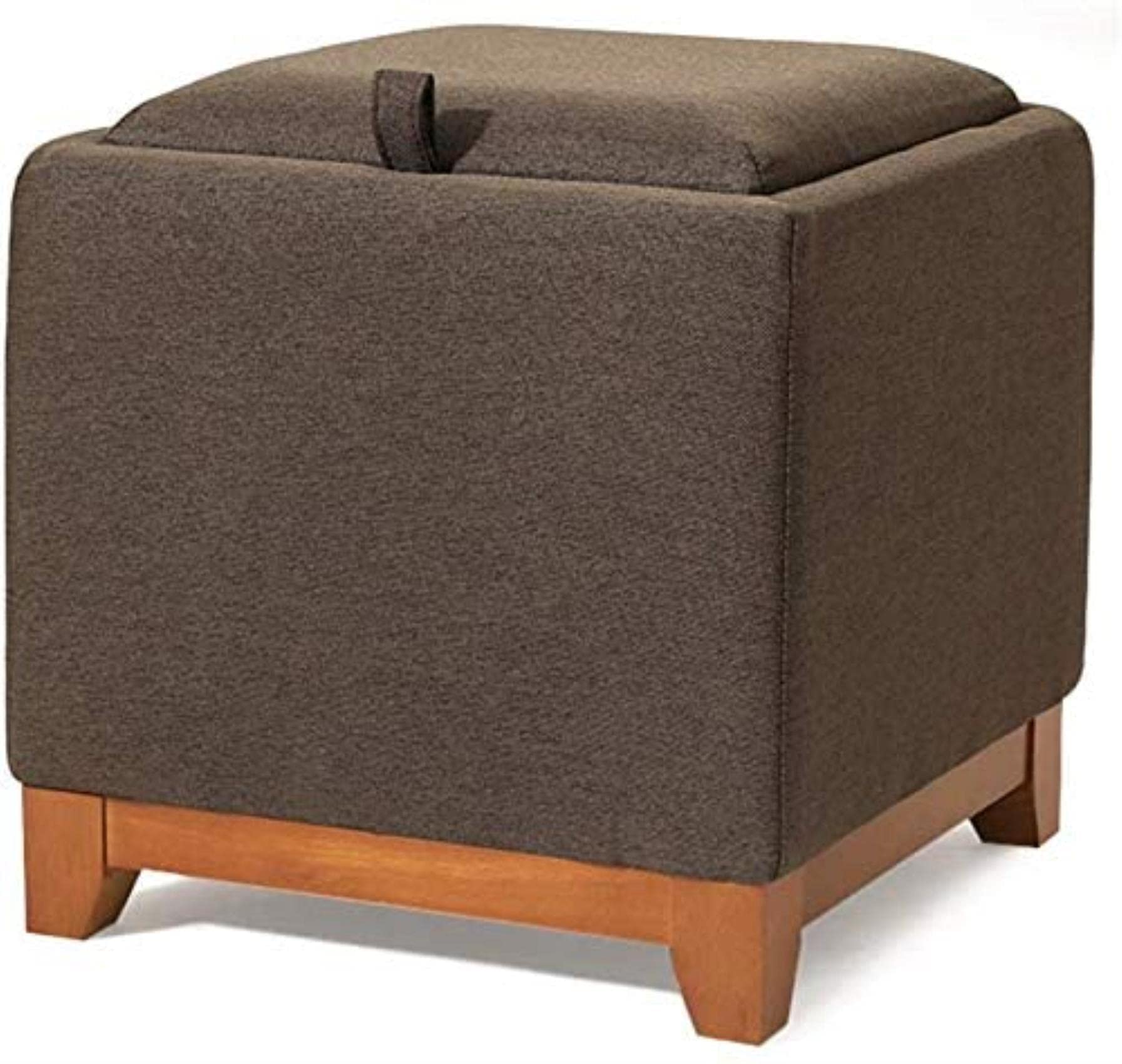 Tabouret en bois massif café pour ranger et détendre vos pieds