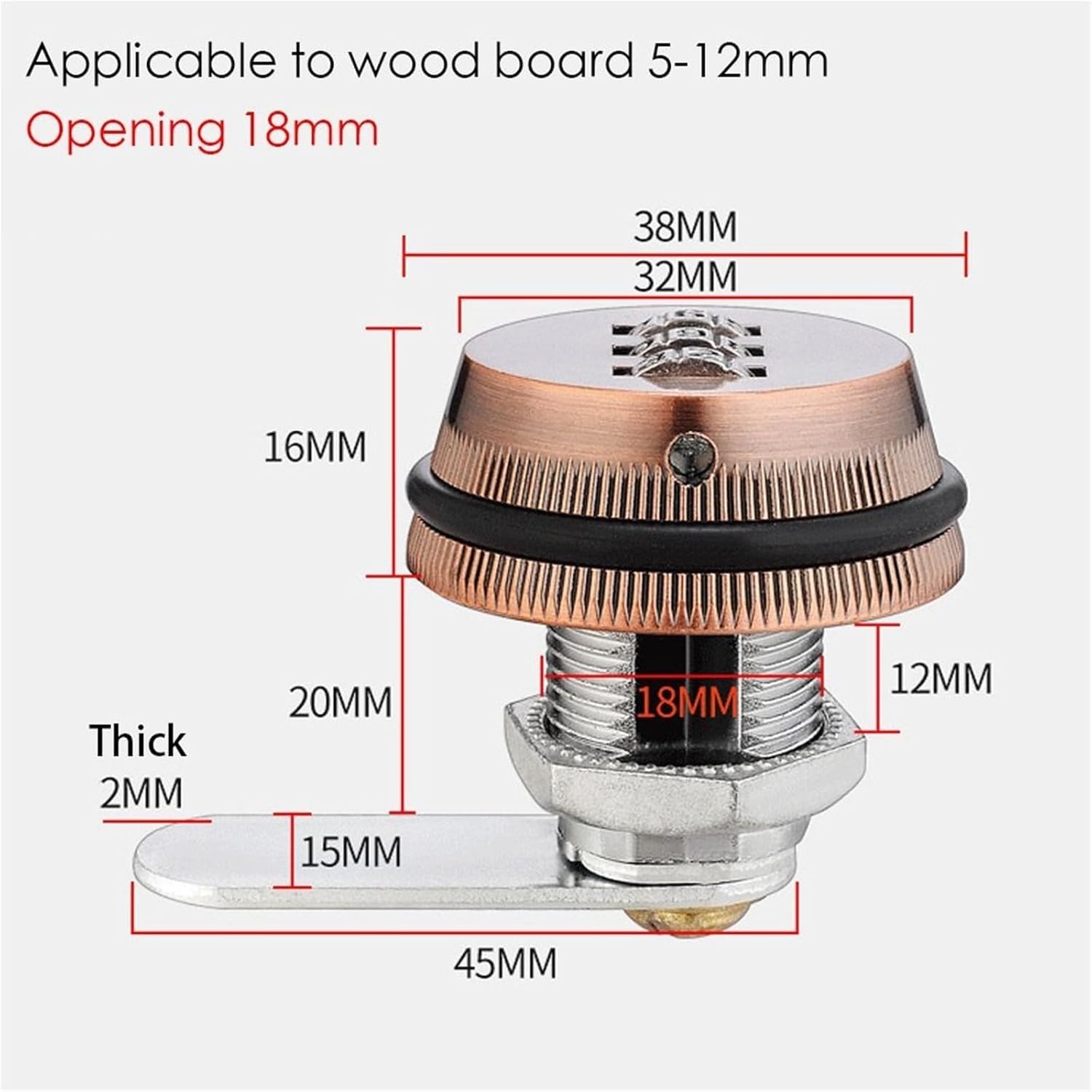 3 Digit Combination Password Drawer Lock 20mm Thread Smart Code Lock Mailbox Furniture Cabinet Door Lock 1Pcs(Gun Color)