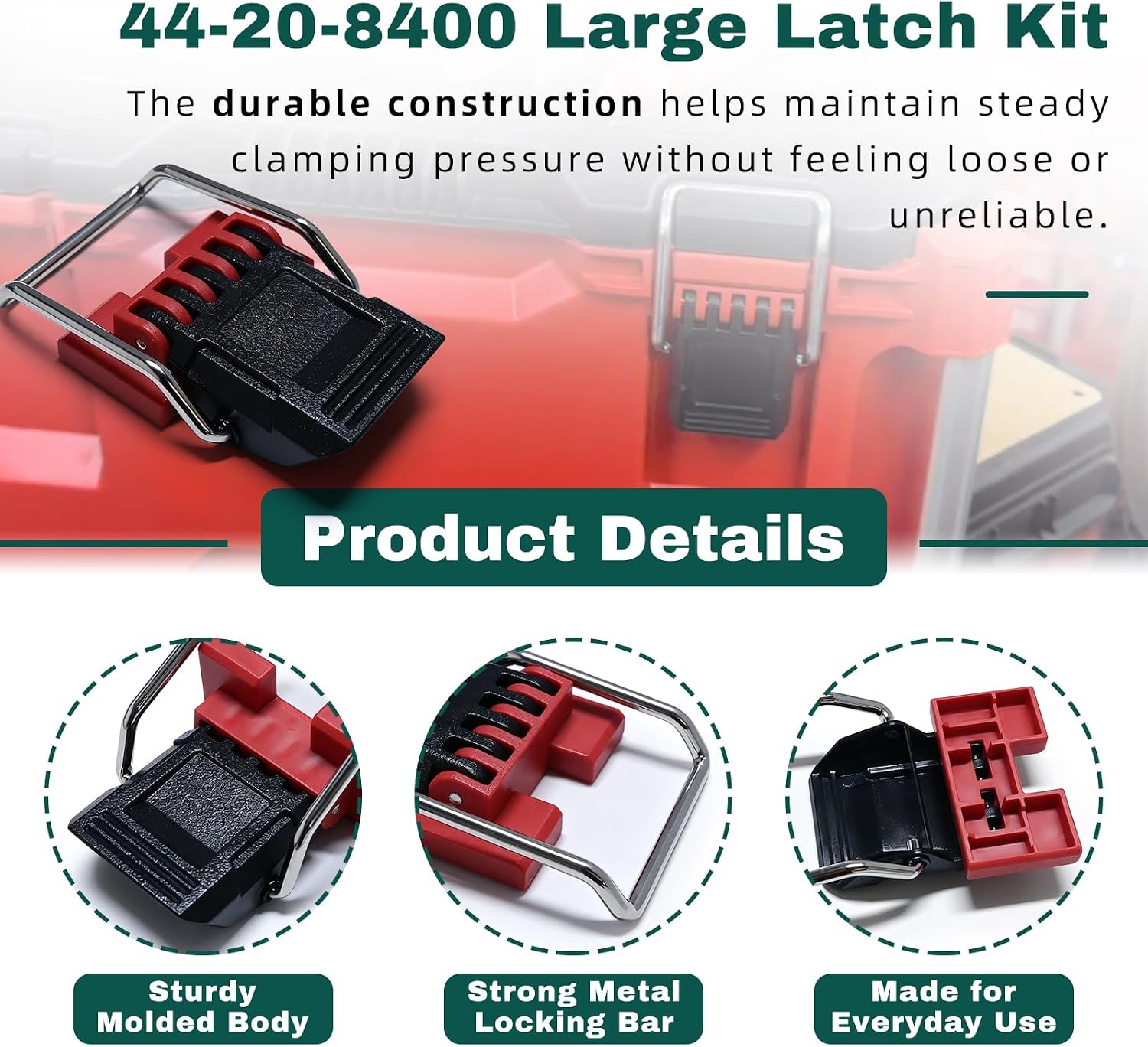 2 Pack 44-20-8400 Large Latch Kit Compatible with 48-22-8424 48-22-8425 and 48-22-8426 Tool Boxes Replacement Lid Latch Assembly image 4