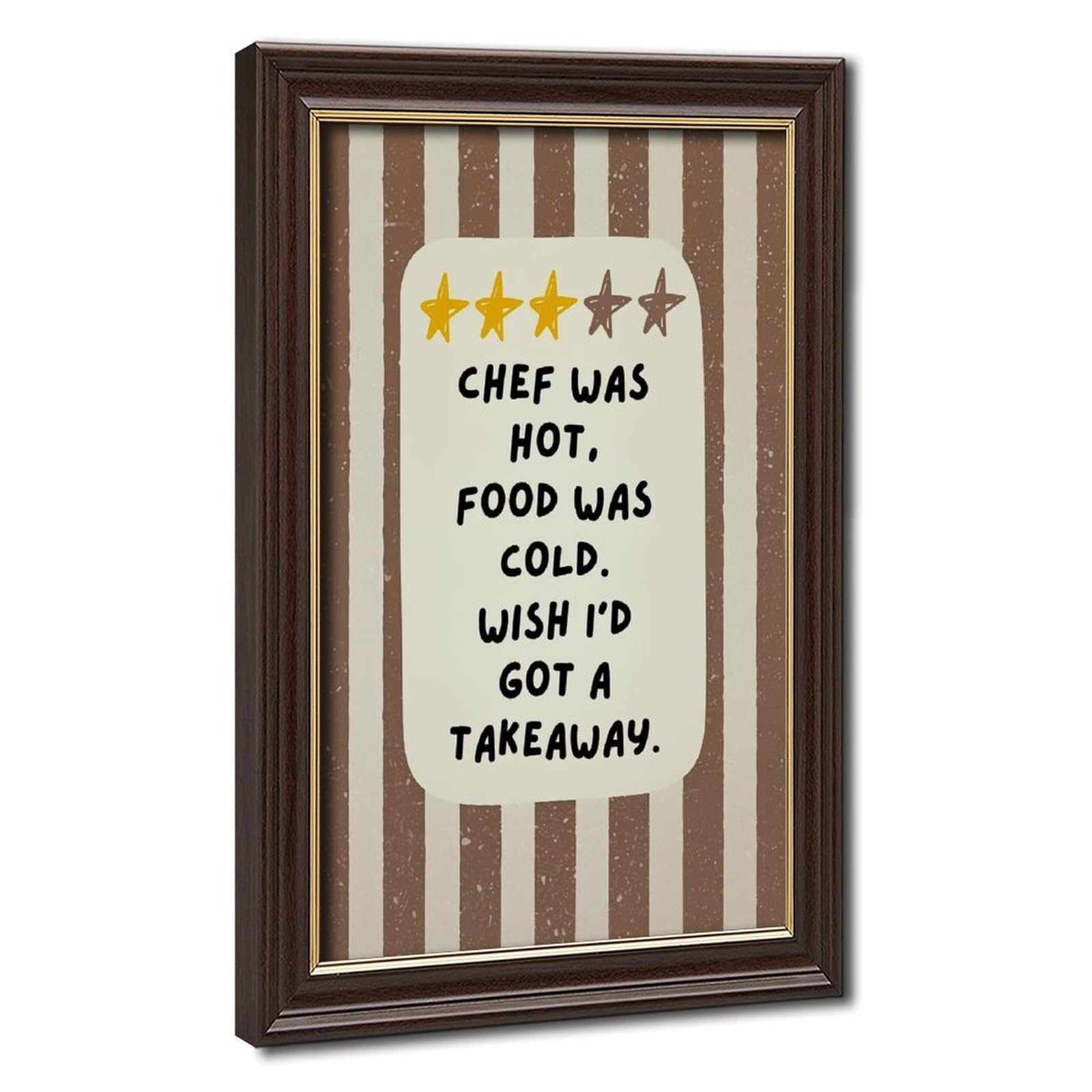 AYINUER Brown And White Vertical Stripes Pattern Canvas Poster for Living Room Decor Gift