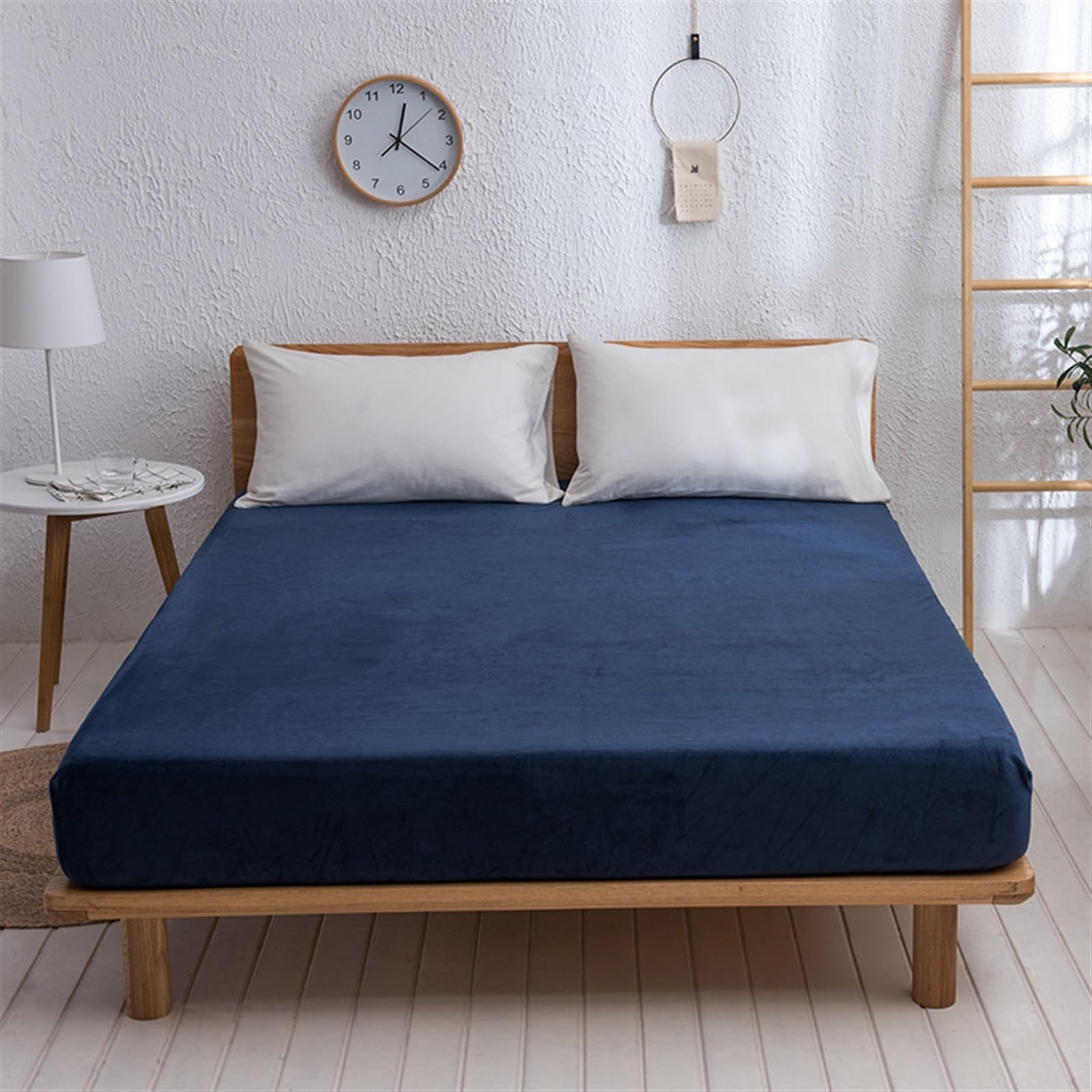 Sábana bajera de franela de lujo, supersuave, acogedora, cómoda, con bolsillo profundo para cubrecolchón de cama (C, Queen)