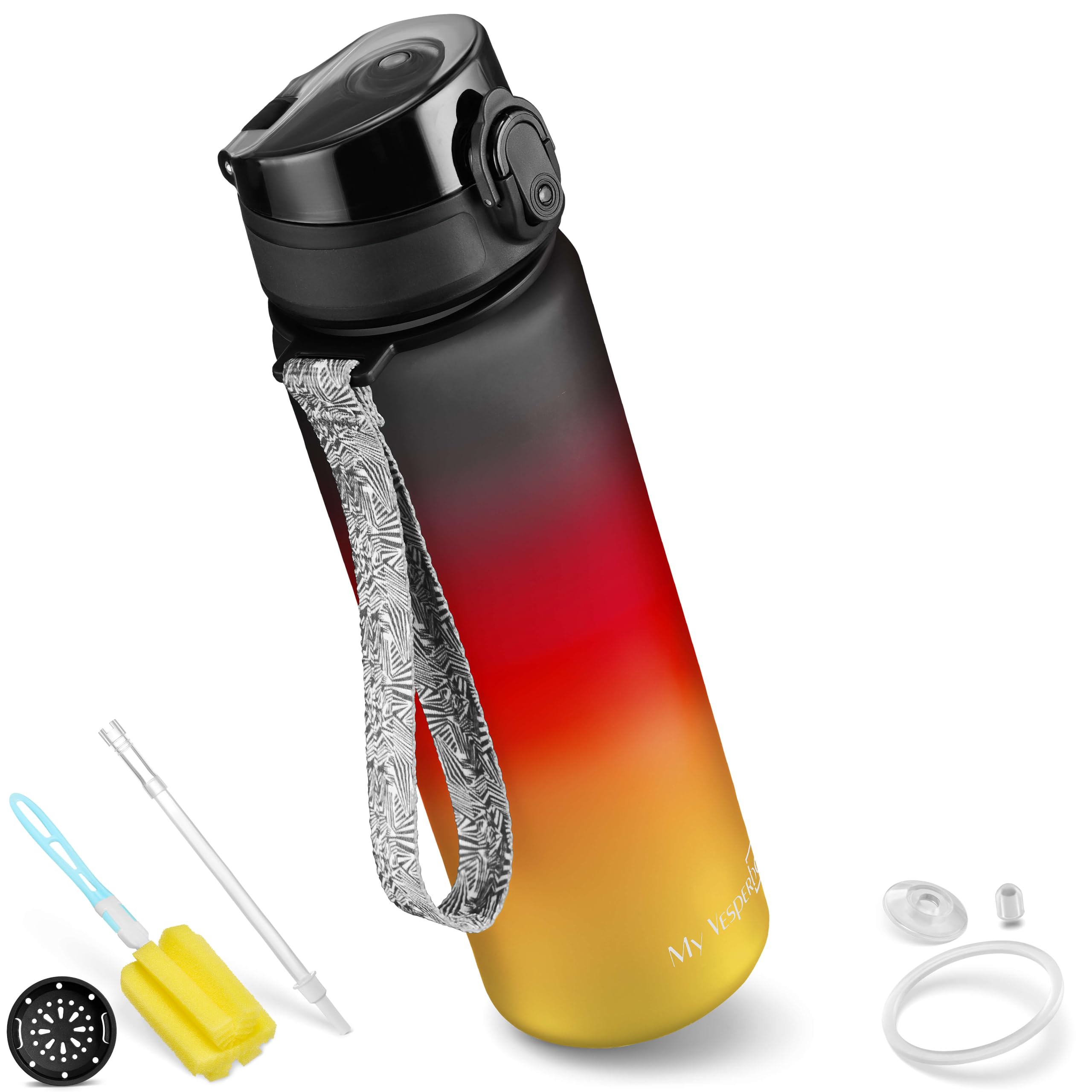 My Vesperbox® Trinkflasche Kinder [750ML] - Wasserflasche Kohlensäure Geeignet & Auslaufsicher - Water Bottle Kids - für Schule & Sport - Kinderflasche für Mädchen & Jungen - inkl. Ersatzdichtung