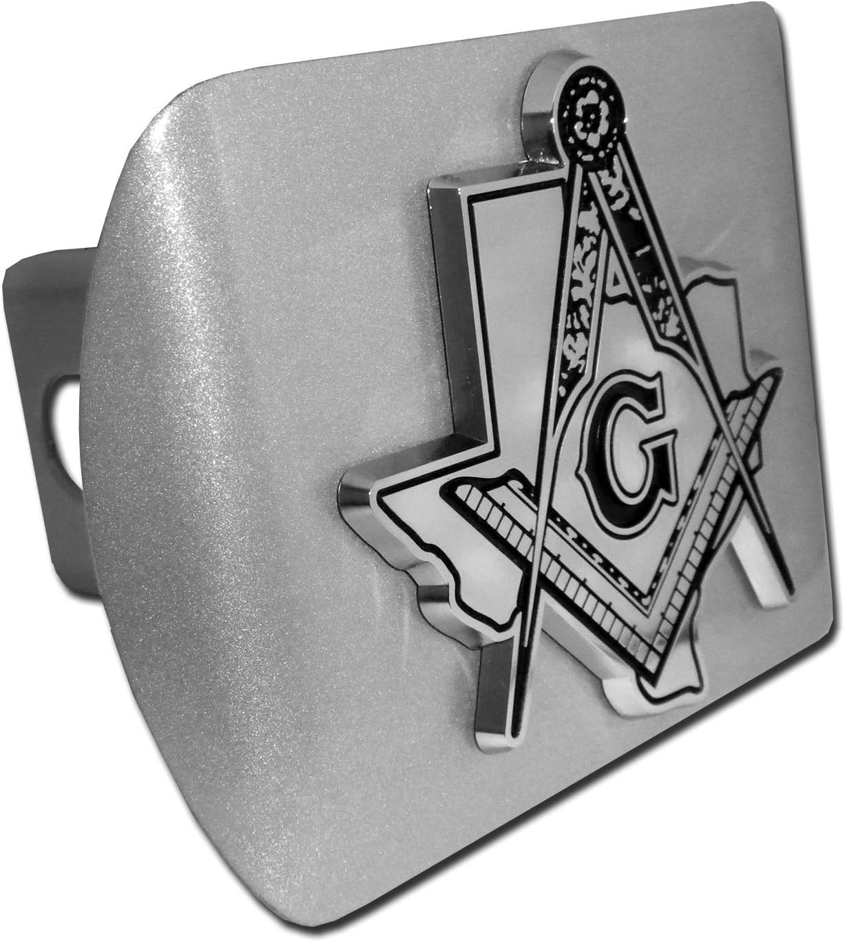 Elektroplate Texas Masonic Square and Compass All Metal Brushed Chrome Hitch Cover for Trucks and SUVs | Fits Standard 2" Trailer Hitch Receivers | Premium Weatherproof