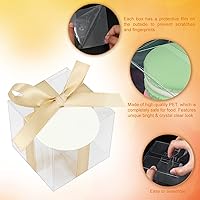 Vista 3 de COTOPHER 60 cajas transparentes de macarrón, 4 x 4 x 4 pulgadas, cajas de galletas transparentes cubiertas de chocolate para bodas, baby shower