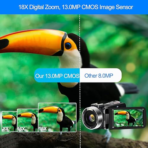 Miniatura 2 de Cámara de video 4K, videocámara 48MP Ultra HD WiFi Vlogging Cámara para YouTube 18X Zoom 3.0 "Pantalla táctil Cámara digital con micrófono,