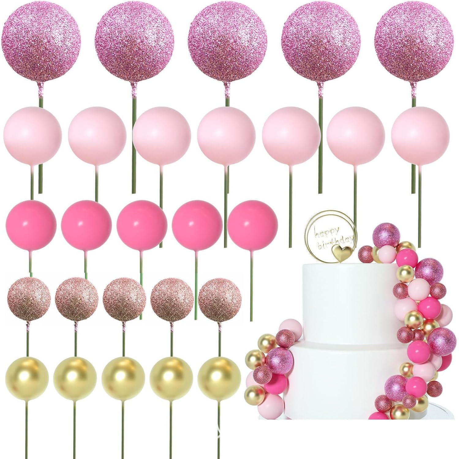 bakeware sets Set of 50 Cake Decoration Set Round Shape Cake Toppers Party Food Picks Foam Texture Suitable for Holidays Celebration