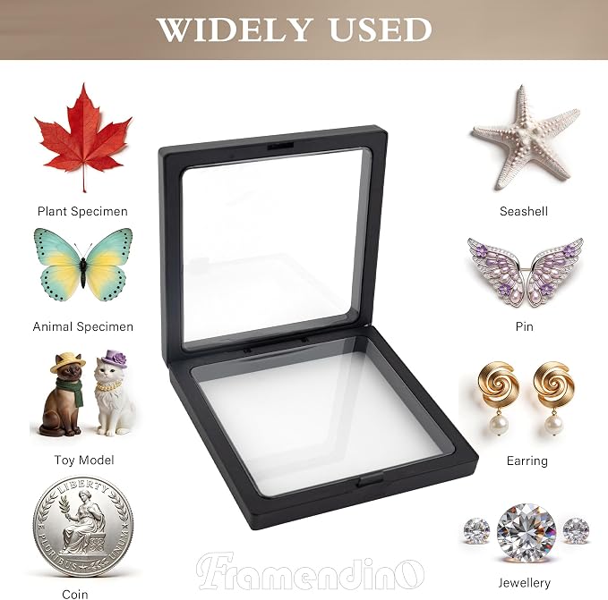 Caja decorativa negra pack 20 para exhibir monedas 4.3x4.3x0.8 pulgadas miniatura 5