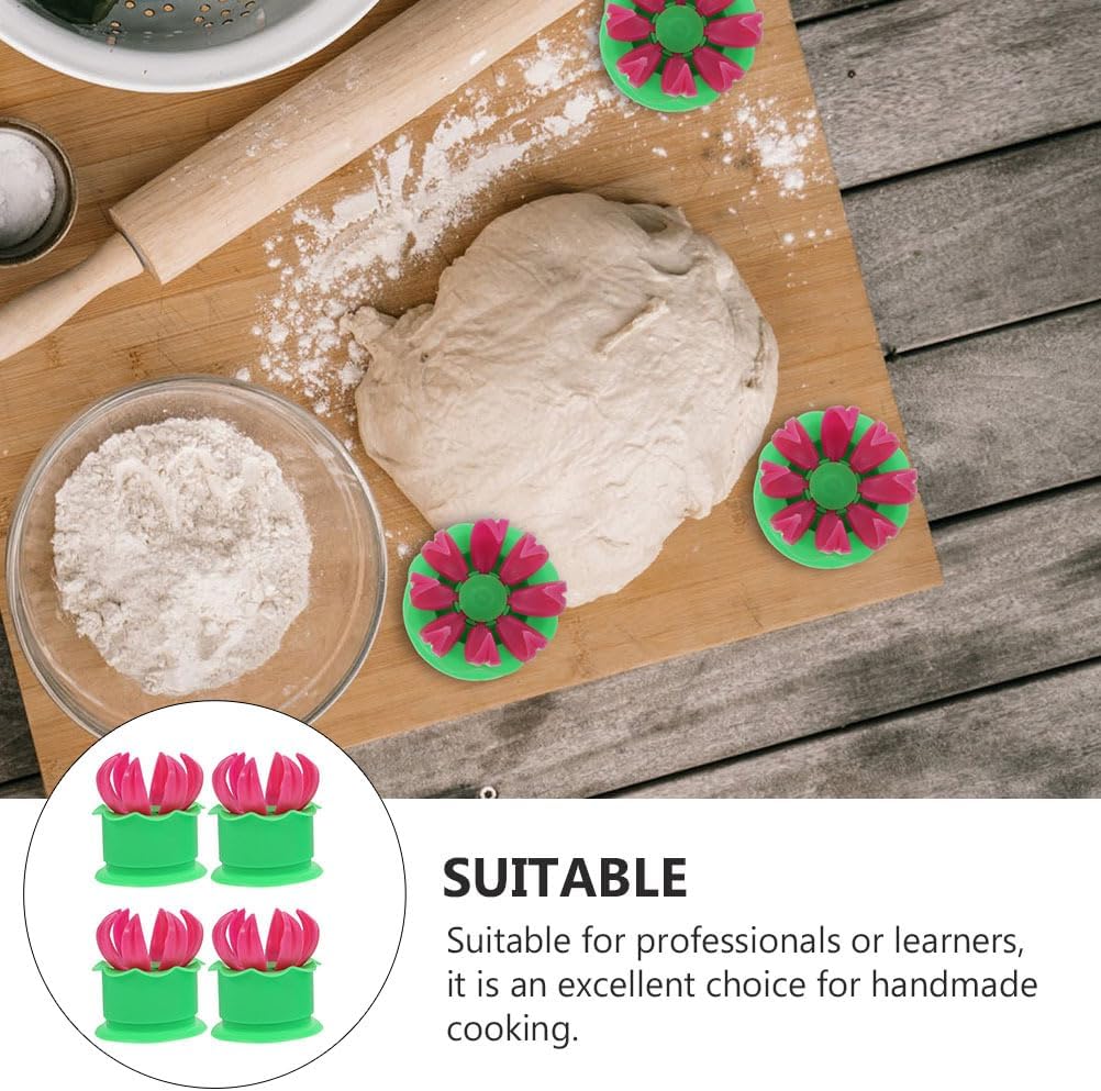 MAGICLULU 4 Pcs Bun Mold Chinese Baozi Maker Bao Making Cooking Gadget Dumpling Bun Maker Pie Maker Machine Bao Bun Moulds Pie Making Mold Dough Plastic Kitchen Utensils Household
