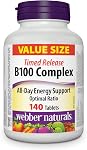 Webber Naturals Vitamin B100 Complex, Timed Release, 140 Tablets, Supports Energy Production and Metabolism, Vegan