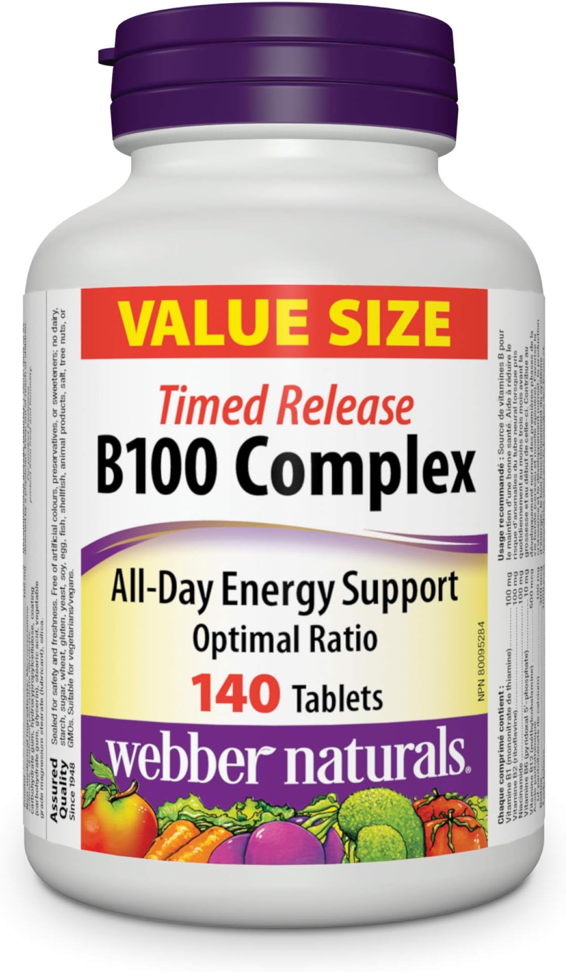 Webber Naturals Vitamin B100 Complex Time Release, 140 Tablet