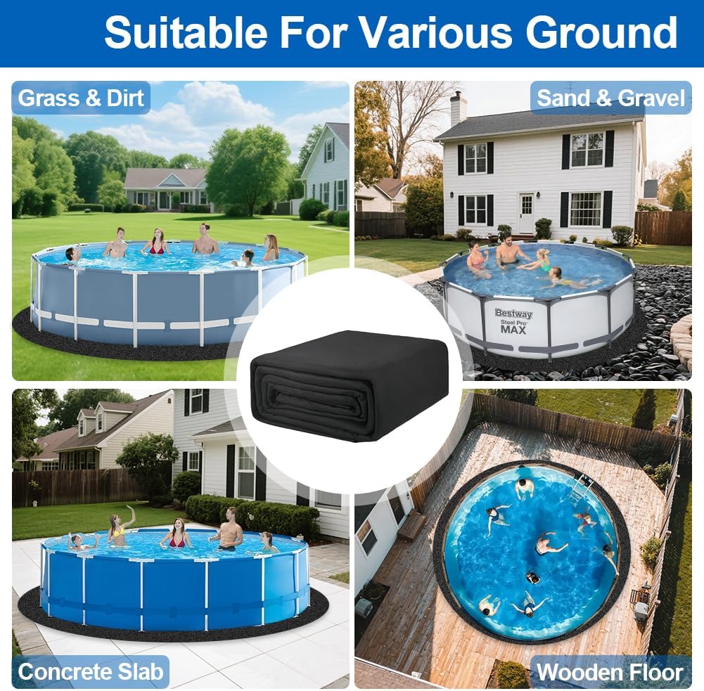 15 FT Pool Liner Pad, Round Pool Liners for Above Ground Pools, Pool Mat Made of Durable Geotextile Material Effectively Prevents Puncture, Extend Liner Life
