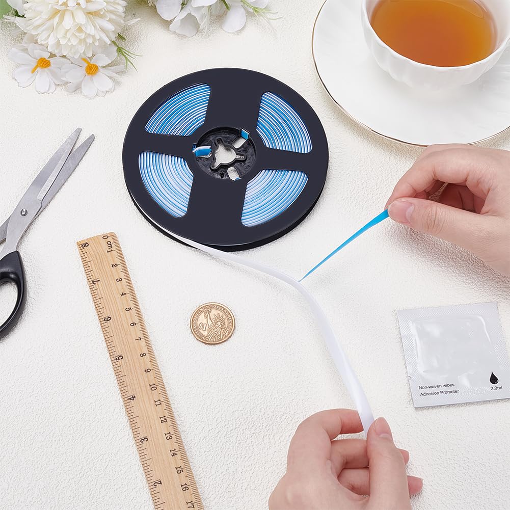 PLIGREAT 13 Yards/12m Self Adhesive Caulk Strip, 8 MM Wide White Moulding Trim Strips Bathroom Caulking Gap Tape Decorative Sealing Edging Tape for Bathtub Toilet Kitchen Wall Ceramic Tile Corner