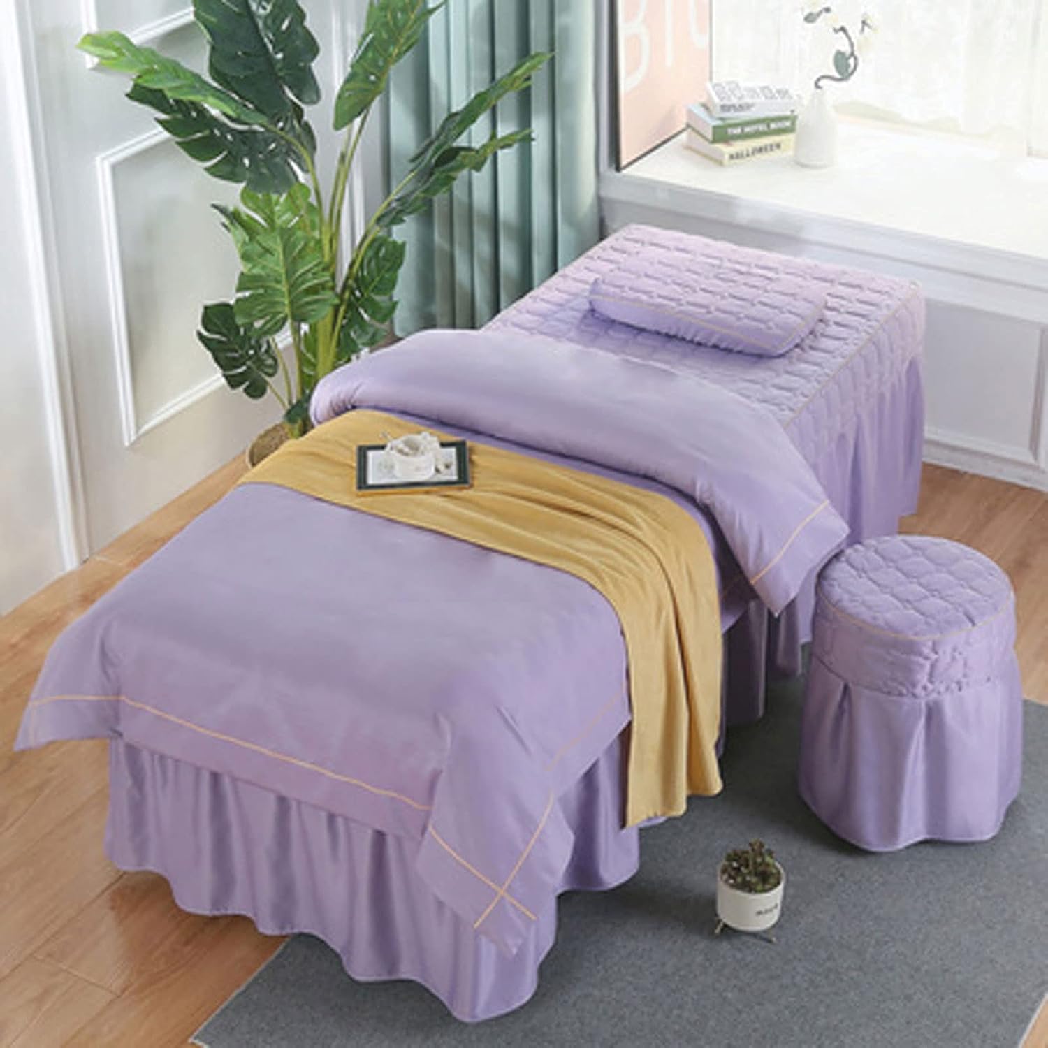 Four-Piece High-End Tencel Summer Solid Color Massage and Tattoo Bed Cover Massage Bed Cover (Colour: White Size: 7510 cm) (Purple 70 x 185 cm)