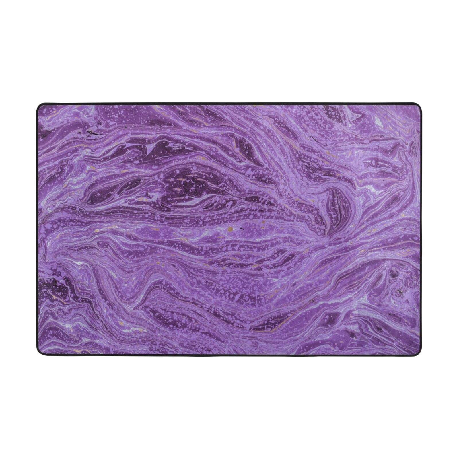 Tapis texturé en marbre violet PEIXEN 182x121 cm en flanelle pour salon