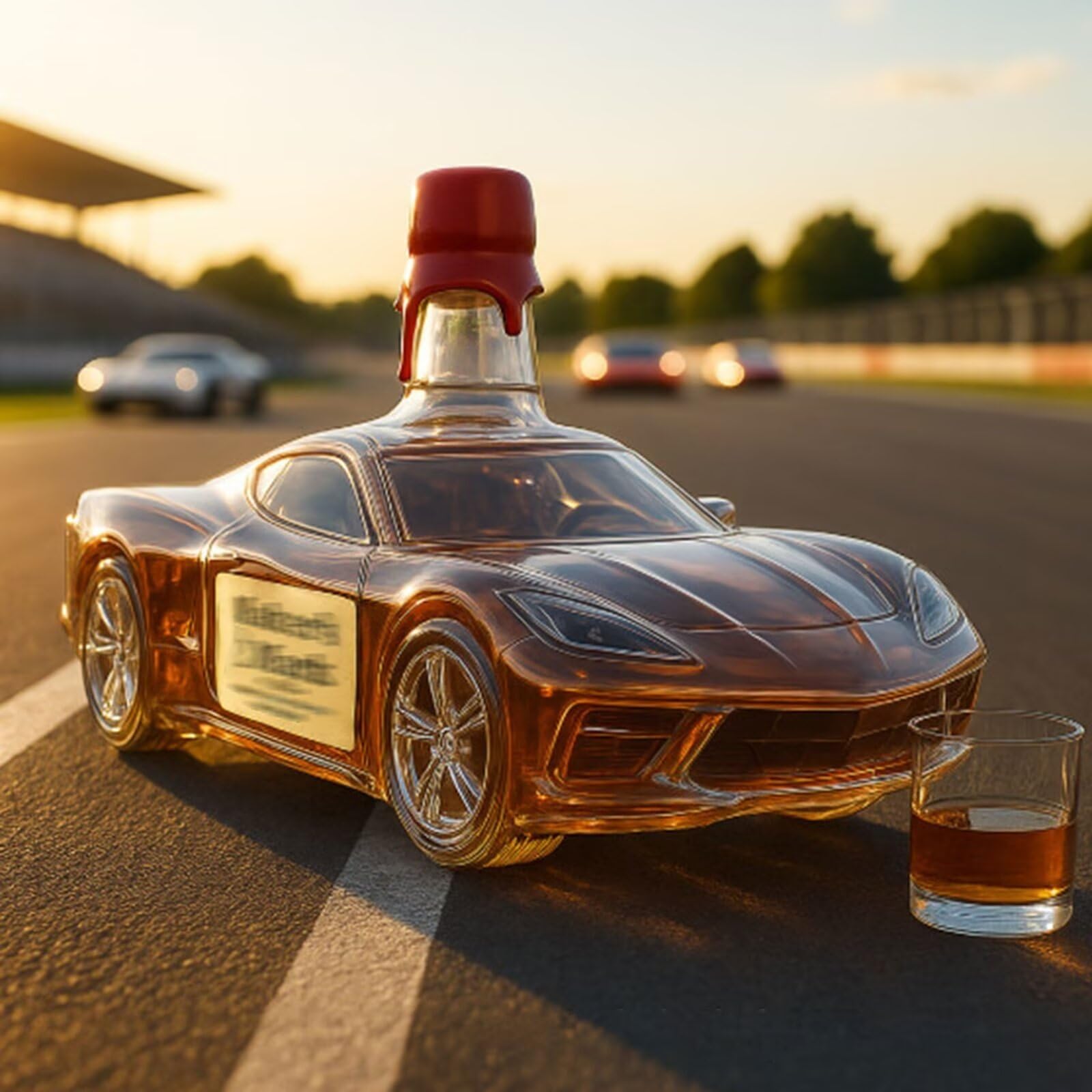 YDZYFFS 300ML Whiskey Decanter Wine Bottles Art Statue Figurine - Sports Car Shaped Whiskey Wine Bottle Sculpture, Novelty Glass Whiskey Decanter, Car Theme Empty Wine Bottles(C)