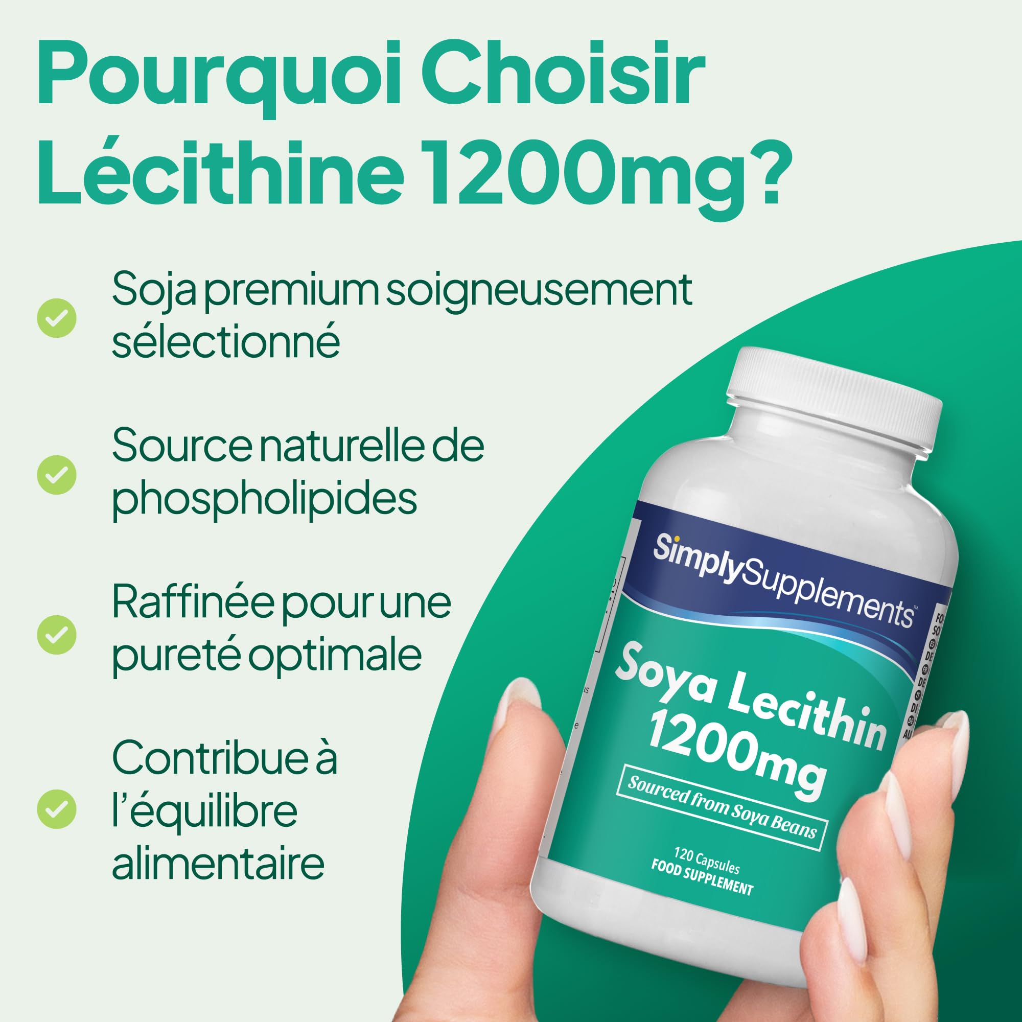 Lécithine 1200mg | Gélules Haute Pureté | 240 Gélules = 2 Mois d’Approvisionnement | Fabriqué au Royaume-Uni | Source Essentielle de Phospholipides | Certifié BPF